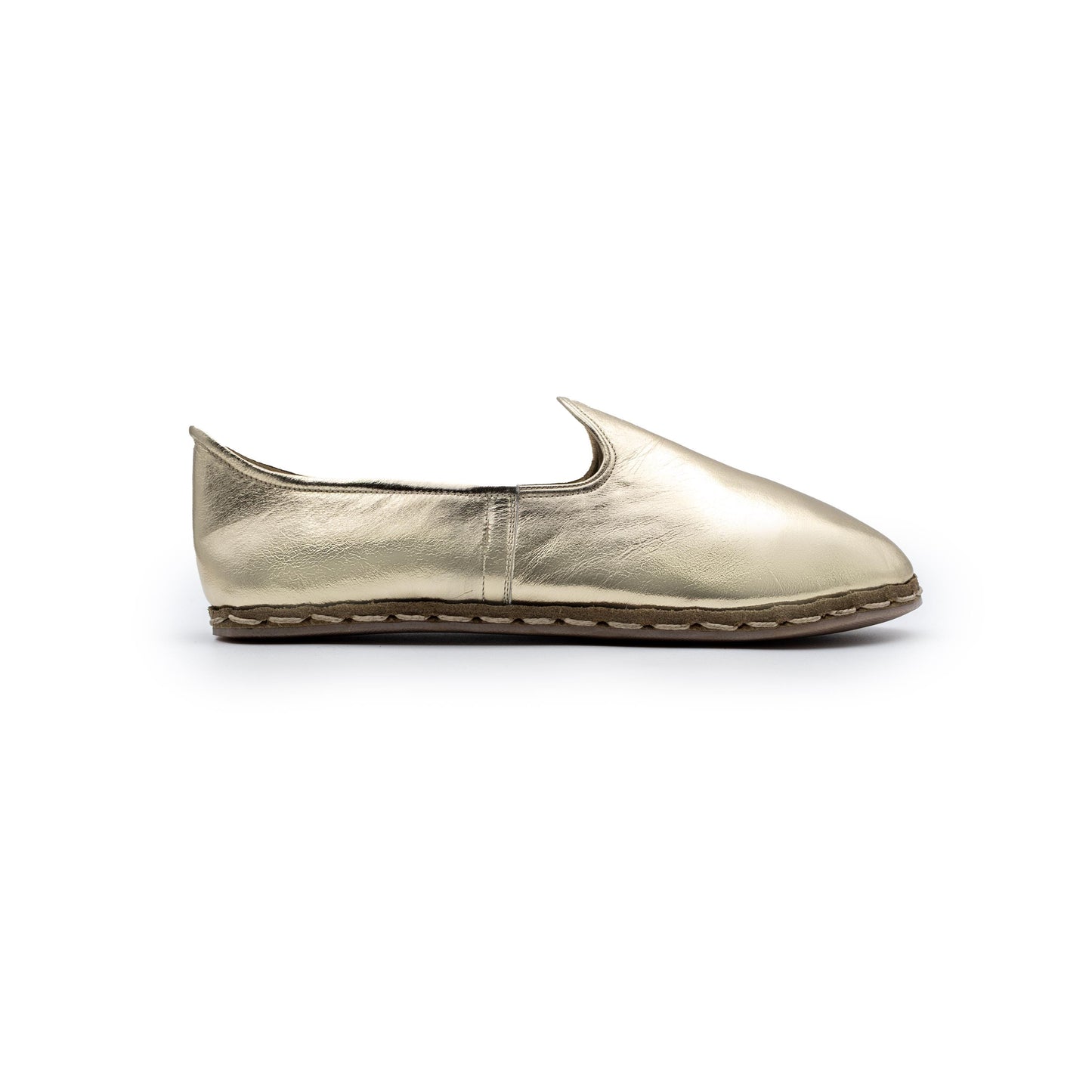 Handmade Women’s Gold Leather Loafers – Crafted for Timeless Elegance