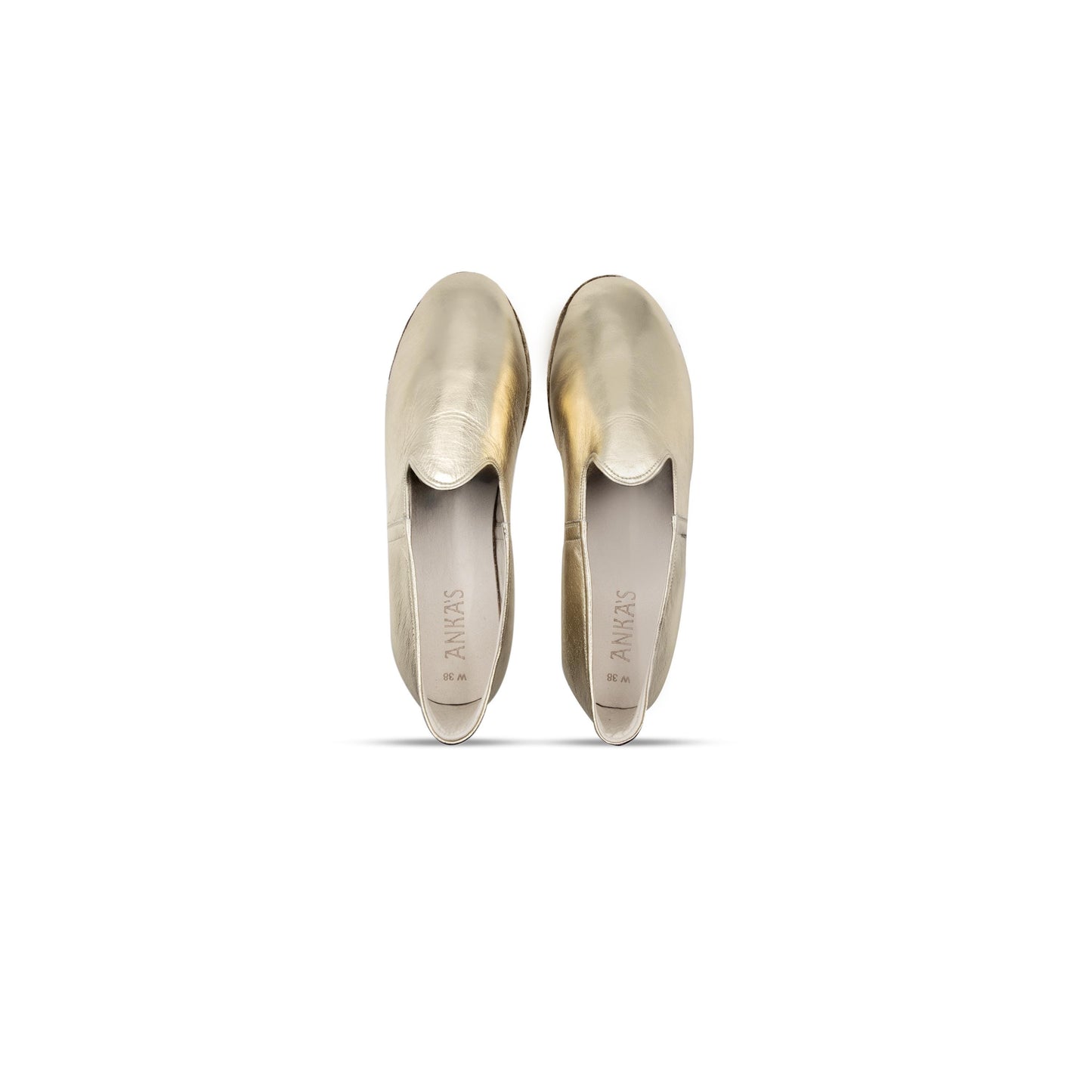 Handmade Women’s Gold Leather Loafers – Crafted for Timeless Elegance
