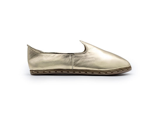 Handmade Gold Leather Flats